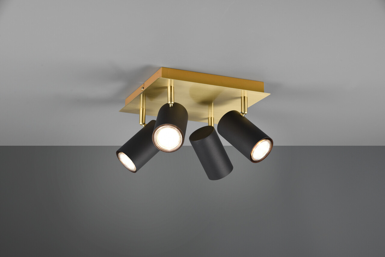 Plafoniera Marley, TRIO, 24x24x15 cm, 35W, 4x GU10, metal, negru/auriu - imagine 4